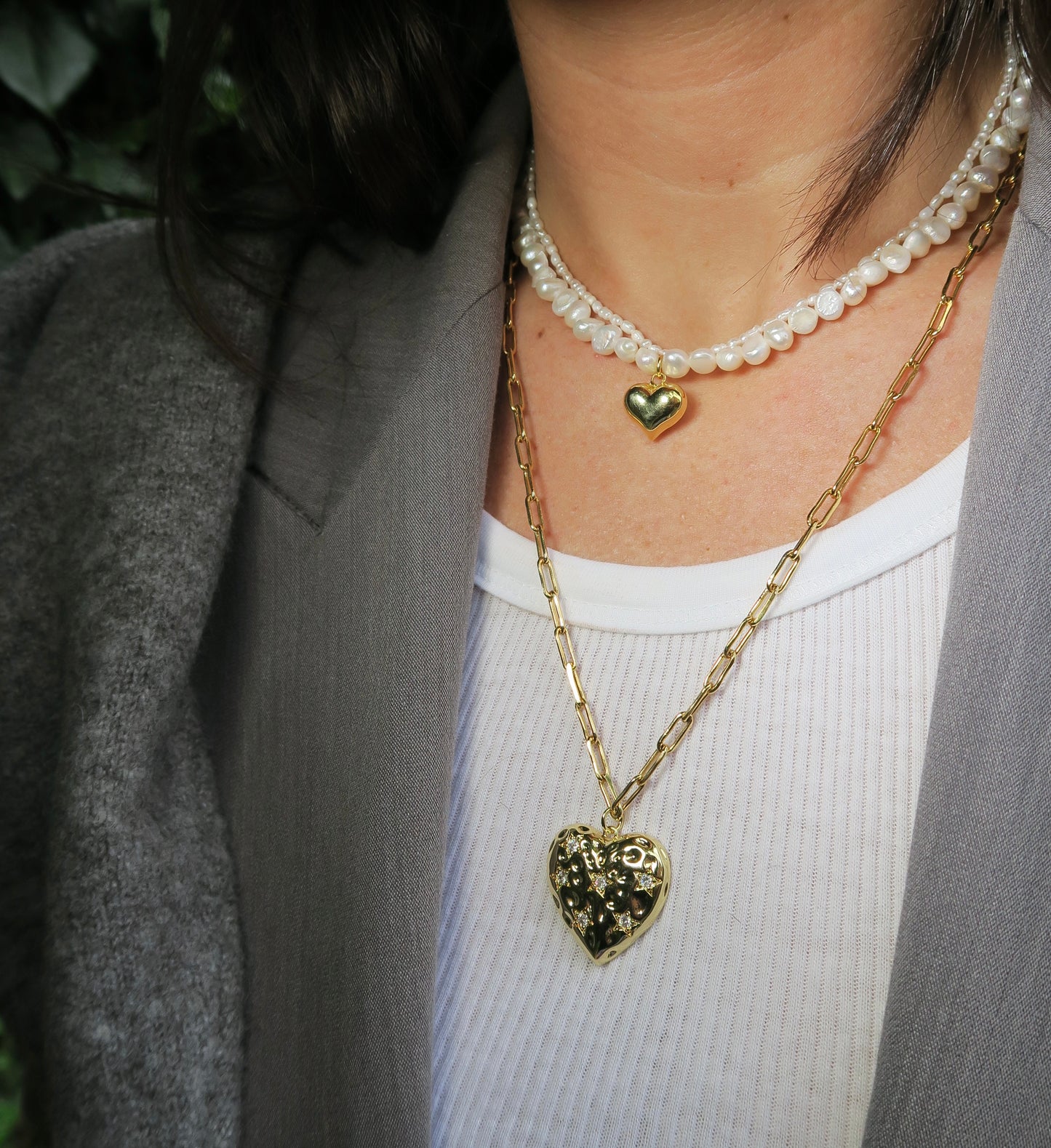 HEART PENDANT PAPERCLIP CHAIN